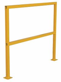 APPROVED VENDOR Handrail Section: Toe Board Not Included, 4 in x 4 in, Floor Mounted Rail Mounting (MPN 2HEK7). Key specifications — Product Type: Handrail Section; Brand: APPROVED VENDOR; Color: Yellow; Handrail Shape: Square; Material: Steel; Number of Rail Levels: Not Rated; Rail Mounting Style: Floor Mounted.