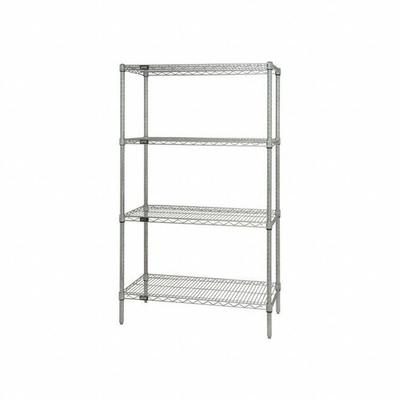 APPROVED VENDOR Wire Shelving Unit: Starter, 72 in x 24 in, 63 in Overall Ht, 4 Shelves - Corrosion-Resistant Stationary Wire Shelving for Harsh Environments