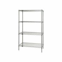 APPROVED VENDOR Wire Shelving Unit: Starter, 72 in x 24 in, 63 in Overall Ht, 4 Shelves, Silver (MPN WR63-2472S). Key specifications — Recommended Environments: Wet; Color: Silver; Material: Stainless Steel; Brand: APPROVED VENDOR.