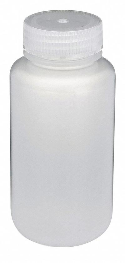 GLOBE SCIENTIFIC Sampling Bottle: Polypropylene, 250 mL, 8.45 fl oz, Closure Included - Polypropylene Wide Mouth Round Lab Bottles