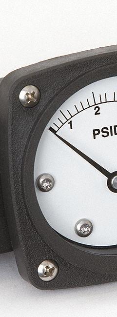 MIDWEST INSTRUMENT Differential Pressure Gauge: Back, 1/4 in NPT Female, ±3-2-3% Gauge Accuracy, 142 (MPN 142-AA-00-OO-5P). Key specifications — Sensor Type: Diaphragm; Series: 142; Housing Material: Aluminum; Certificate of Calibration: Not Included; Gauge Accuracy: ±3-2-3%.