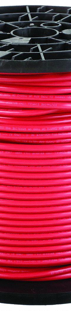 Building Wire: Copper, 4 AWG, 1 Conductors, Stranded, Red, 500 ft Lg, THHN (MPN 20498201). Key specifications — Voltage: 600 V; Brand: SOUTHWIRE.