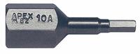APEX Insert Bit: Insert Bit, Imperial, Hex Head, 1/8 in Bit Industry Size, Std, 1 3/8 in Overall Lg (MPN SZ-10-A). Key specifications — attr1119808: 1/8 in; attr1119811: S2 Steel; attr1119815: Square; attr1119817: Standard; attr1119818: APEX; attr1119810: Impact Rated.