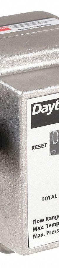 DAYTON Mechanical Flowmeter: Mechanical Flowmeter, Diesel/Gasoline/Oils, Aluminum, 1 in FNPT, FNPT (MPN 40M287). Key specifications — Display Type: Mechanical; Brand: DAYTON; O-Ring Material: Viton; Accuracy: +/-1%; Seal Material: Viton.
