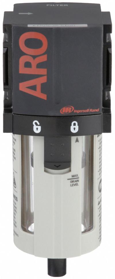 ARO Pneumatic Oil Filter: Coalescing, 3/8 in NPT, 0.3 micron, 125 cfm, 150 psi Max Op Pressure - ARO FRL Air Filters