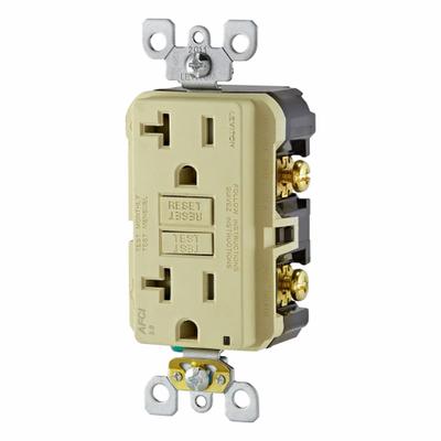LEVITON Receptacle: Decorator Duplex, 5-20, Ivory, 125V AC, 20 A, 2 Pole / 3 Wire (MPN AFTR2-I) - General Purpose Receptacles