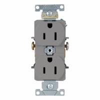 LEVITON Duplex Receptacle/Outlet, 15 Amp: Duplex, 5-15, Gray, 125V AC, 15 A, 2 Pole / 3 Wire (MPN 5242-GY)