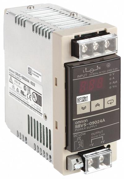 OMRON DC Power Supply: DIN Rail, 90 W Output Power - Rated, 3.75 A Current - Output - DIN Rail Mount DC Power Supplies
