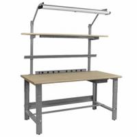 BENCHPRO Workbenches: Adj Ht, Particleboard, 60 in x 30 in, 1,200 lb Overall Load Capacity, Blue (MPN RPBC-3). Key specifications — Brand: BENCHPRO; Height Adjustability: Adjustable Height.