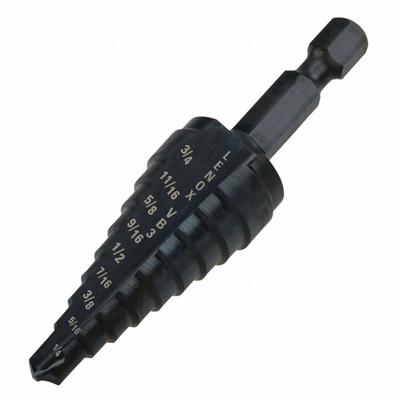 LENOX Step Drill Bit: 1/4" to 3/4", Black Oxide HSS, Impact Rated - Impact-Rated High-Speed Steel Step Drill Bits