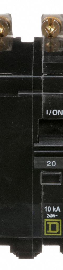 SQUARE D Miniature Circuit Breaker: 20 A, 120/240V AC, Three Phase, 10kA at 120/240V AC, 3 Poles (MPN QOB3201021). Key specifications — Phase: Three; Amps: 20 A; AC Voltage Rating: 120/240V AC; Max. AIR Rating: 10kA at 120/240V AC; For Use With: Square D NQOD Panelboards; Brand: SQUARE D.