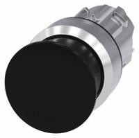 SIEMENS Mushroom Head Push Button: Black, 22 mm Mounting Size, Metallic, Momentary (MPN 3SU1050-1AD10-0AA0). Key specifications — Brand: SIEMENS; Action: Momentary; Series: 3SU; Push Button Material Type: Metallic.