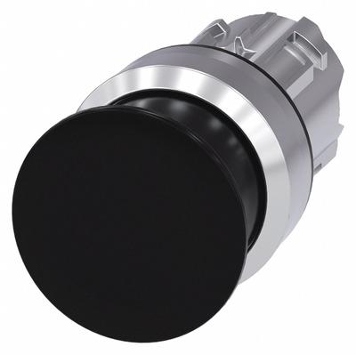 Siemens Mushroom Head Push Button: Black, 22 mm Mounting Size, Metallic - Mushroom-Head Push-Button Operators