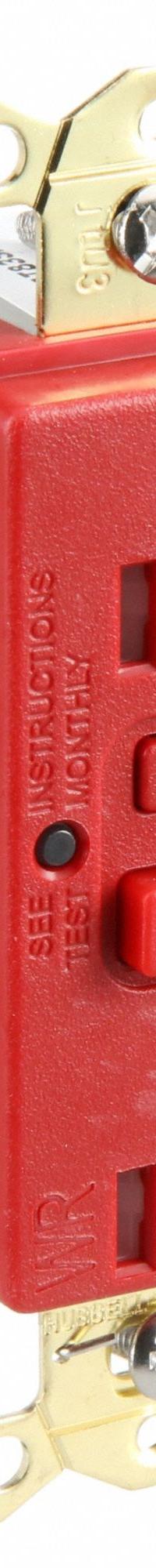 HUBBELL GFCI Receptacle: Hospital Grade, Decorator Duplex, 5-20R, Red, GFCI, 125V AC, 20 A (MPN SNAPGFTW83R)
