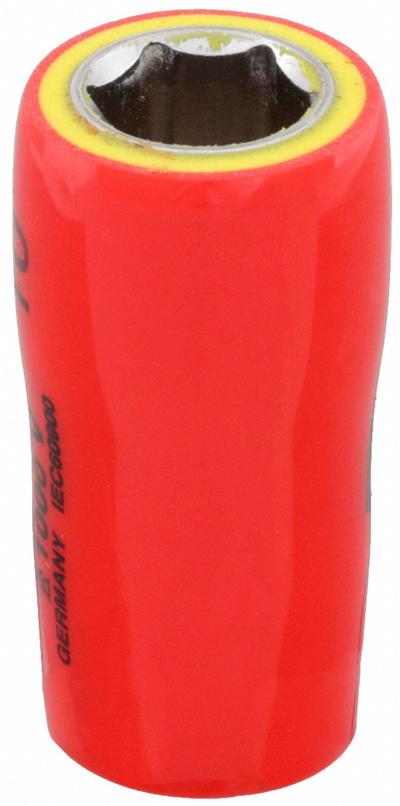 WIHA Insulated Socket: 1/4 in Drive Size, 10 mm Socket Size, 1 in Overall Lg - 1/4" Drive Metric Insulated Hand Sockets