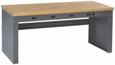 TENNSCO Workbench: Fixed Ht, Laminated Hardwood Butcher Block, 72 in x 30 in - Open-Base Workstations
