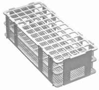 Tube Rack: 4 1/8 in Overall Wd, 2 1/2 in Overall Ht, 9 3/4 in Overall Lg, Polypropylene, White (MPN F18745-0001). Key specifications — Material: Polypropylene; Mounting Location: Benchtop; Color: White; Product Type: Test Tube Rack; Total Holding Capacity: (60) Places; Brand: SP SCIENCEWARE.