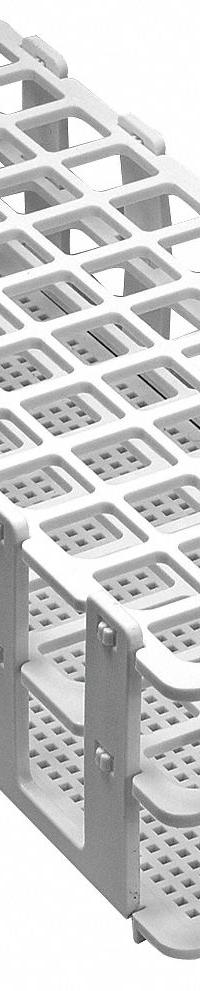Tube Rack: 4 1/8 in Overall Wd, 2 1/2 in Overall Ht, 9 3/4 in Overall Lg, Polypropylene, White (MPN F18745-0001). Key specifications — Material: Polypropylene; Mounting Location: Benchtop; Color: White; Product Type: Test Tube Rack; Total Holding Capacity: (60) Places; Brand: SP SCIENCEWARE.