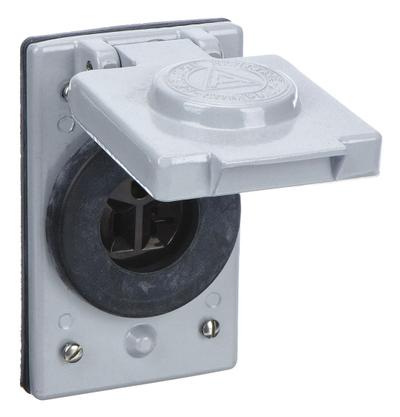 APPLETON ELECTRIC Weatherproof Cover with Receptacle: Single, 5-20, Gray, 125V AC, 20 A (MPN FSKJ5-20) - General Purpose Receptacles