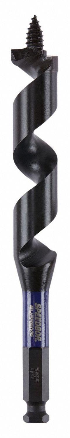 IRWIN Auger Drill Bit: 7/8 in Drill Bit Size, 7 1/2 in Overall Lg, 7/16 in Shank Hex Size (MPN IWAX3018). Key specifications — attr255259: Spur Auger; attr255260: High Speed Steel; attr255261: Black Oxide; attr277197: IRWIN.