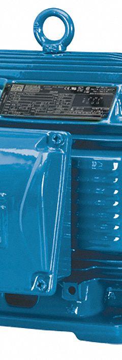 WEG General Purpose Motor: Rigid Base Mount, Totally Enclosed Fan Cooled, 10 hp, 230/460V AC (MPN 01012ET3E256T-W22). Key specifications — Brand: WEG; Nameplate Voltage @ 60 Hz: 230/460V AC; Full Load Current @ 60 Hz: 26.6/13.3 A; Nameplate RPM @ 60 Hz: 1,170 RPM; Motor Enclosure: TEFC.