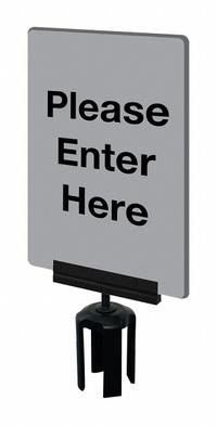 TENSABARRIER Acrylic Sign: Gray, Please Enter Here Message, 11 in Overall Lg, 7 in Overall Wd (MPN S01-P-36-7X11-V-HDSB-1701-33). Key specifications — Brand: TENSABARRIER; Color: Gray; Includes: Mounting Adapter; Message: Please Enter Here; For Use With: Tensabarrier Posts; Material: Acrylic.