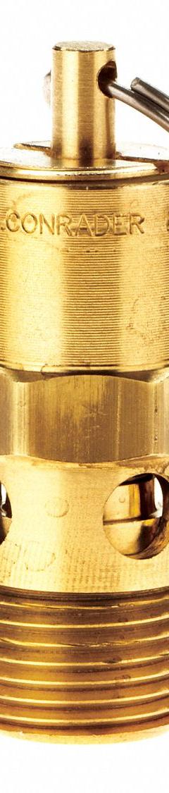 CONRADER Safety Valve: Hard Seat, 3/8 in (M)NPT Inlet (In.), 60 psi Preset Setting (PSI), Brass (MPN SRH250-38-60 SST). Key specifications — attr291993: Hard Seat; attr291998: Brass; attr292007: Stainless Steel; attr292009: Brass; attr294753: CONRADER.