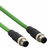 IFM Ethernet Cable: M12 Male Straight x M12 Male Straight, 0.5 m Lg, PVC, Green, D Coding, D, IP67 (MPN E12422). Key specifications — Brand: IFM; Cable Jacket Color: Green; End 1 Coding: D; End 2 Coding: D; IP Rating: IP67.