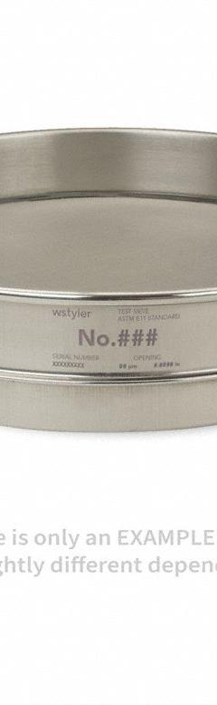 ADVANTECH Standard Stainless Steel Cloth Test Sieve: Stainless Steel, 12 in Outside Dia, 2 5/8 in Ht (MPN 140SS12H). Key specifications — Screen Material: Stainless Steel; Brand: ADVANTECH; Frame Material: Stainless Steel; Standards: ASTM E11; US Standard Screen Size: #140.