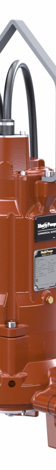 LIBERTY PUMPS Grinder Pump: Horizontal, Three Phase, 3 hp, 230V AC, 170 gpm @ 10' of Head, 2 in FNPT (MPN LSGV303M-3). Key specifications — Rated Voltage: 230V AC; Discharge Orientation: Horizontal; Hazardous Location Class: Not Rated; Volute Material: Cast Iron; Brand: LIBERTY PUMPS.