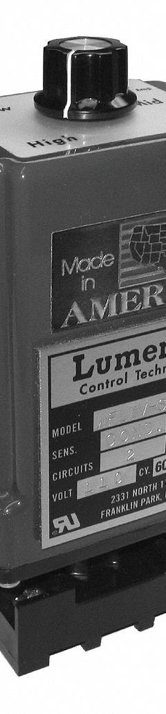 LUMENITE Liquid Level Controller: 220V AC, SPDT, Octal Socket, Relay, 3 in x 2 in x 5 in (MPN WFLTV-SM-2012). Key specifications — Voltage Rating: 220V AC; Contact Form: SPDT; Brand: LUMENITE; Output Type: Relay.