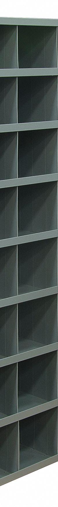 DURHAM MFG Pigeonhole Bin Unit: 34 in x 11 15/16 in x 66 in, 32 Compartments, Gray, Steel (MPN 725-95). Key specifications — attr7229: Steel; attr38869: DURHAM MFG; attr38873: Gray.