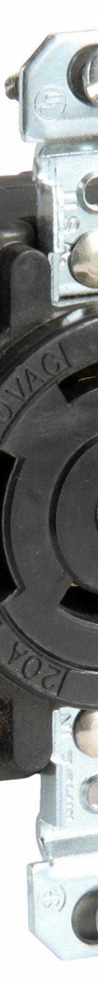 HUBBELL Locking Receptacle: Non-NEMA, Black, 250/600V AC, 10 A_20 A Current Rating, 4 Poles, 5 Wires (MPN HBL3520). Key specifications — Brand: HUBBELL.