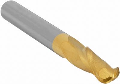 APPROVED VENDOR Ball End Mill: Carbide, TiN Coated, 2 Flute, 7 mm Mill Dia, 19 mm LOC - General Purpose Carbide Ball End Mills