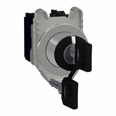 SCHNEIDER Selector Switch: 3 Position, 30 mm Panel Mounting Size, 2NO - Panel-Mounted Key Switches with Contacts