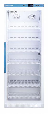 ACCUCOLD Lab Refrigerator: 12 cu ft, Upright, 2°C to 10°C, 24 3/8 in Overall Dp, 5 ft Overall Ht (MPN ARG12ML). Key specifications — Door Opening Style: Right; Color: White; Alarm Type: Door Ajar; Manufacturer Part Number: ARG12ML; Brand: ACCUCOLD; Product Type: Lab Refrigerator; Door Type: Swing Glass; Refrigerant Type: R-600a.