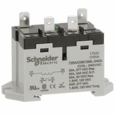 SCHNEIDER Enclosed Power Relay: DIN-Rail & Surface Mounted, 30 A Current Rating, 240V AC - Combination DIN-Rail & Surface-Mounted Relays