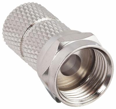 POWER FIRST Coaxial Connector: Male, Connector, Silver, Twist-On, RG-59, 1 GHz Max Freq - F-Type Coaxial Connectors