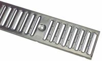 ZURN Grate: C, Rectangular, Slotted, 6 in Overall Wd, 40 in Overall Lg, 1 1/2 in Overall Ht, Gray (MPN P6-RFSC). Key specifications — Color: Gray; Brand: ZURN; Finish: Unfinished; Grate Surface Type: Slotted.