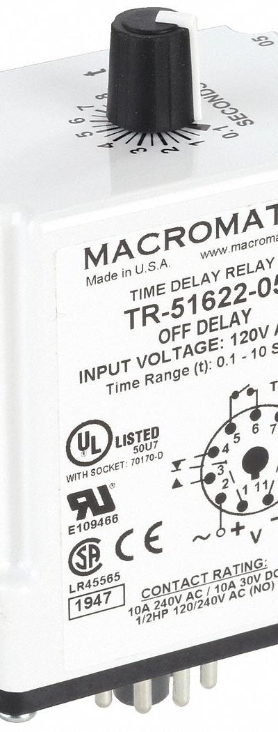 MACROMATIC Single Function Time Delay Relay: Socket Mounted - Socket-Mounted Relays