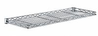 METRO Wire Cantilever Shelf: 36 in x 12 in, 1 Shelves, Split Sleeve, 150 lb Load Capacity, Dry (MPN 1236CSNC). Key specifications — NSF Approved: Yes; Recommended Environment: Dry; Material: Steel; Brand: METRO; Color: Silver; Finish: Chrome; NSF Approval: NSF Approved.