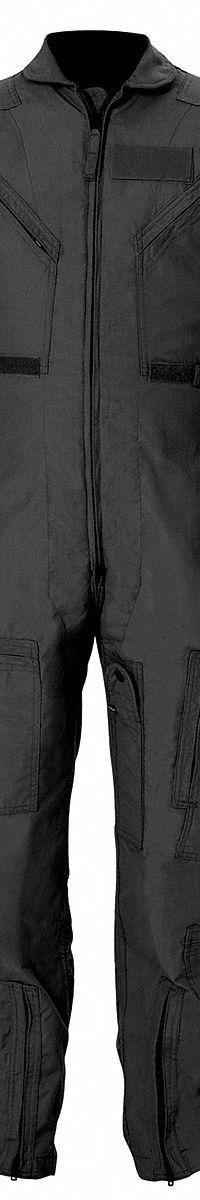 PROPPER Flight Suit: Nomex(R), 44 in, 28 3/4 in ( Short ) Inseam Size, Black, 4.5 oz Fabric Wt (MPN F51154600144S). Key specifications — Size: 44 in; Color: Black; Material: Nomex(R); Closure Type: Hook-and-Loop; Brand: PROPPER.