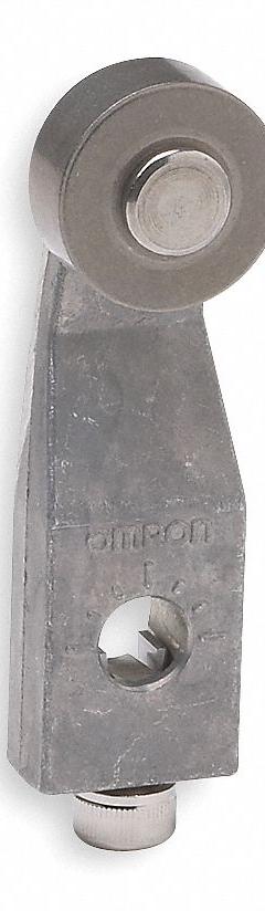 OMRON Limit Switch Lever Arm: Roller Lever, Adj, 2.09 in Arm/Operator Lg - Max (MPN D4AA00). Key specifications — Brand: OMRON; Roller Position: Front; Actuator Style: Rotary Lever Roller.