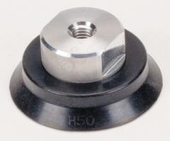 SMC Vacuum Pad Assembly: Flat, M8x1.25, 50 mm Pad Dia, NBR, Black, 50A, 23 mm Pad Ht (MPN ZPT50HN-B8). Key specifications — attr1019101: ZPT50HN-B8; attr1019103: SMC; attr1019107: 50A.