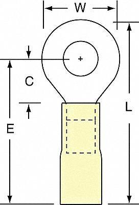 3M Ring Terminal: Yellow - Insulated Ring Terminals with Heat Shrink