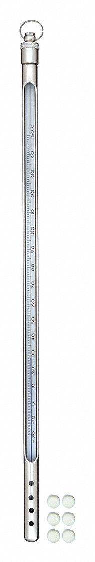 VEE GEE Armored Liquid In Glass Thermometer: -20°C to 150°C, Full Immersion, 12 in Immersion Dp (MPN 80708-A). Key specifications — Accuracy: +/-1°C; Brand: VEE GEE; Temperature Units: Celsius.