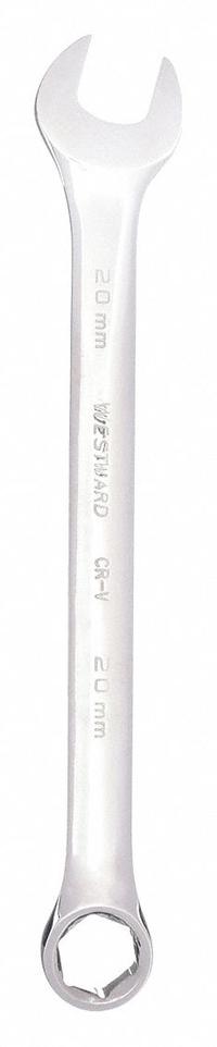 WESTWARD Combination Wrench: Alloy Steel, Chrome, 20 mm Head Size, 10 5/8 in Overall Lg, Offset (MPN 36A302). Key specifications — attr309539: 20 mm; attr309567: No; attr324930: WESTWARD.