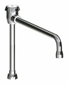 CHICAGO FAUCETS Spout: Spout, Gooseneck, Std Spout, Brass, Polished Chrome, Laminar, UNEF (MPN GN12BVBRGDJKABCP). Key specifications — Includes: Mounting Hardware; Product Type: Spout; Spout Style: Standard; Body Material: Brass; Color/Finish: Polished Chrome; Brand: CHICAGO FAUCETS.
