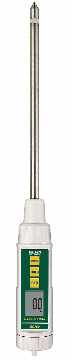 EXTECH Soil Moisture Tester: 0% Moisture Min, 50% Moisture Max (MPN MO750). Key specifications — Includes: Sensor Cap; Brand: EXTECH.