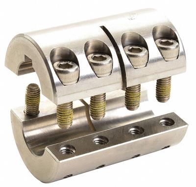 RULAND MANUFACTURING Rigid Shaft Coupling: 1/2 in Bore Dia 1, 3/8 in Bore Dia 2, Round Keyed - Two-Piece Rigid Shaft Couplings